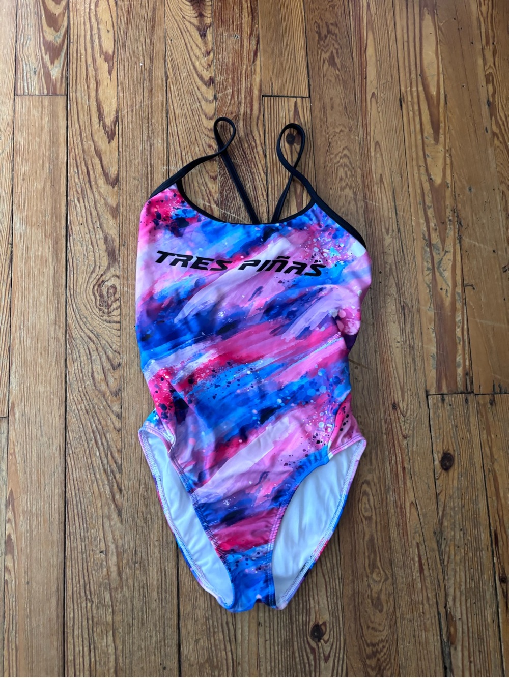 Tres Palmas Women's Pink & Blue One-Piece Swim Suit - Abstract Print